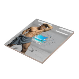 SlipperyJoe's Man towel bruten vit tegelvägg ba Kakelplatta