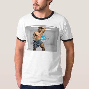 SlipperyJoe's Man towel bruten vit tegelvägg ba T Shirt
