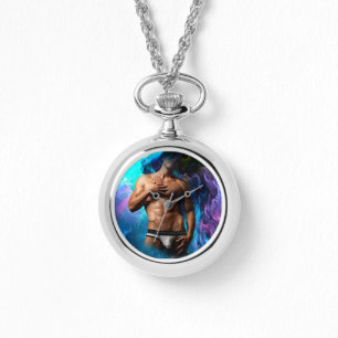 SlipperyJoe's Man underkläder lila blue abst Armbandsur