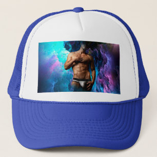 SlipperyJoe's Man underkläder lila blue abst Keps