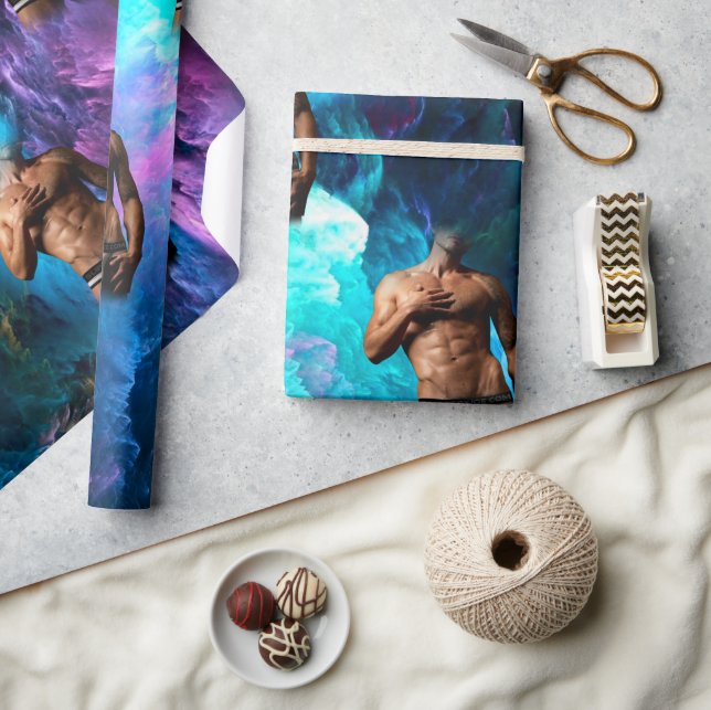 SlipperyJoe's Man underkläder lila blue abst Presentpapper (Hantverk)