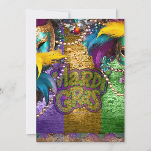 SlipperyJoe's Mardi Gras Bead Necklaces doubloons Julkort (Framsida)