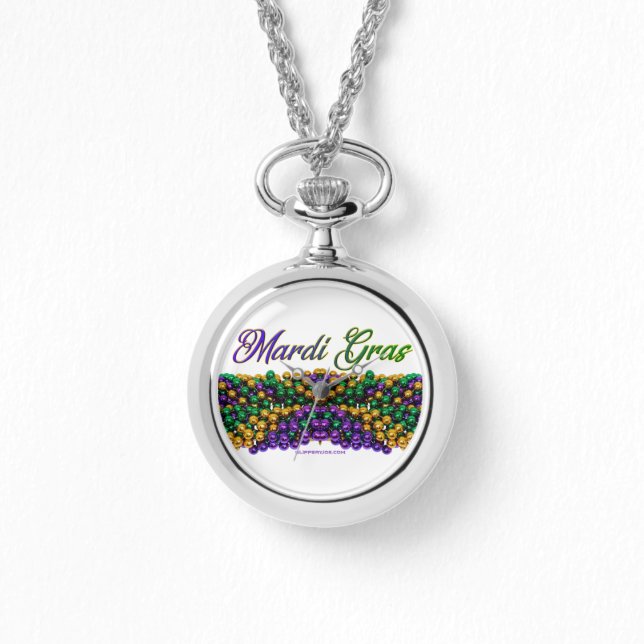 SlipperyJoe's Mardi Gras Bead Necklaces lila gol Armbandsur (Framsida)