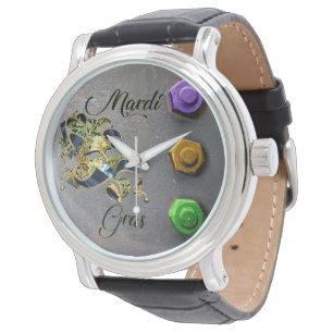 SlipperyJoe's Mardi Gras firande dekorativt Ve Armbandsur