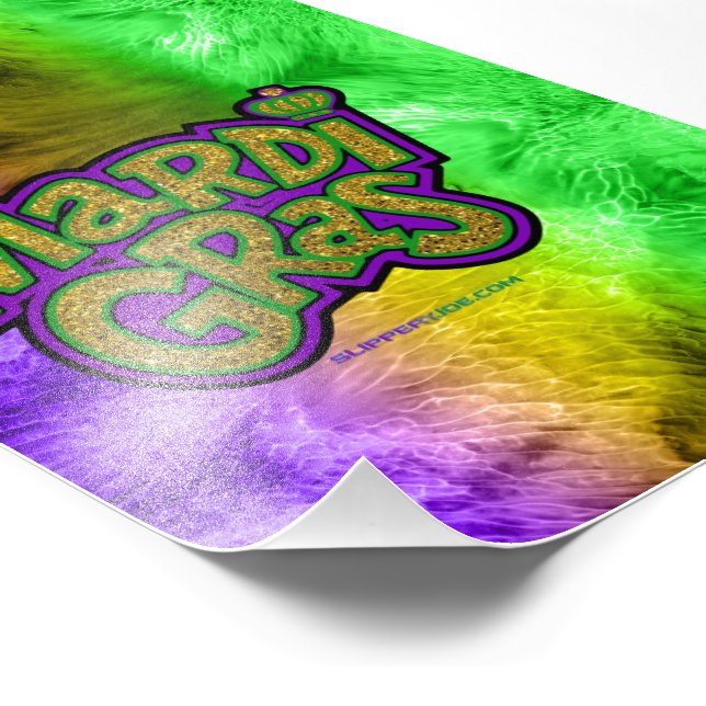 SlipperyJoe's Mardi Gras krona lila guld grönt w Fototryck (Hörn)