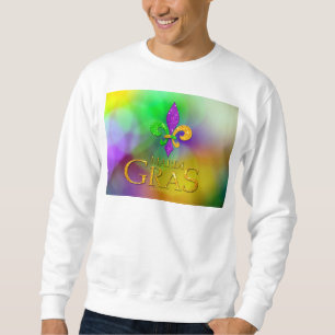 SlipperyJoe's Mardi Gras lila guld grönt fleur-d Lång Ärmad Tröja