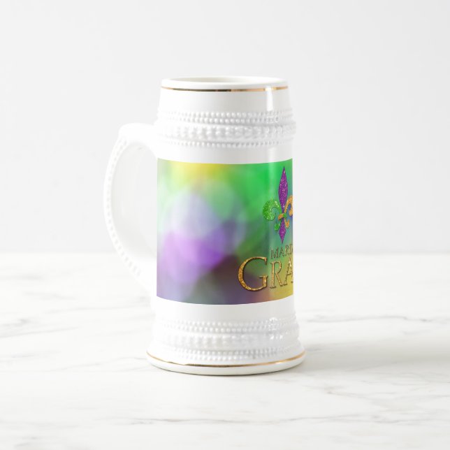 SlipperyJoe's Mardi Gras lila guld grönt fleur-d Sejdel (Framsida vänster)