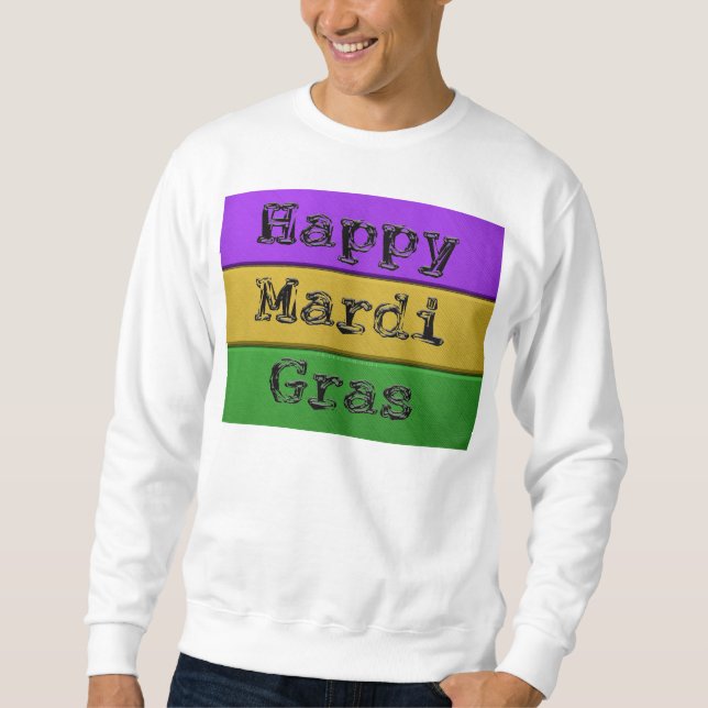 SlipperyJoes Mardi Gras lila guld grönt metall Lång Ärmad Tröja (Framsida)