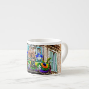 SlipperyJoes Mardi Gras masks pärlor dekorations Espressomugg