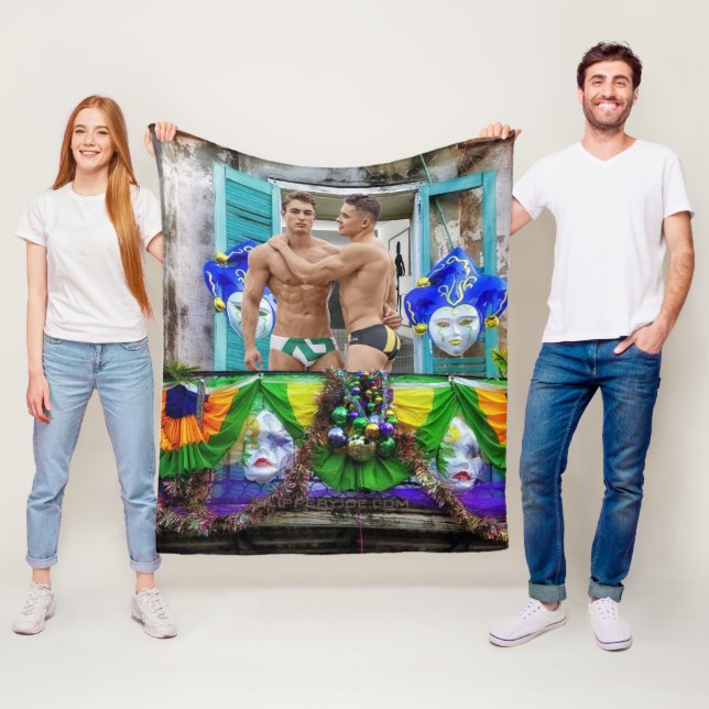 SlipperyJoes Mardi Gras masks pärlor dekorations Fleecefilt (På plats)