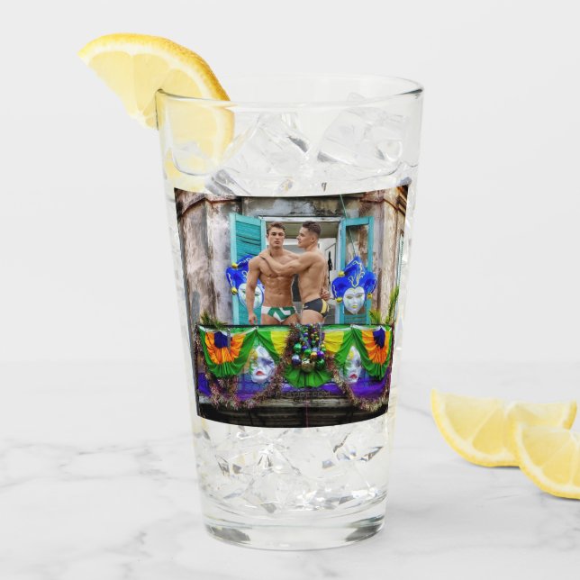 SlipperyJoes Mardi Gras masks pärlor dekorations Glaskopp (Framsida Ice)