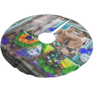 SlipperyJoes Mardi Gras masks pärlor dekorations Julgransmatta Borstad Polyester