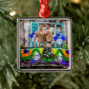 SlipperyJoes Mardi Gras masks pärlor dekorations Julgransprydnad Metall