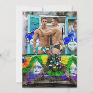 SlipperyJoes Mardi Gras masks pärlor dekorations Julkort