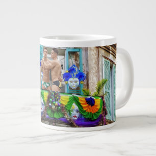 SlipperyJoes Mardi Gras masks pärlor dekorations Jumbo Mugg