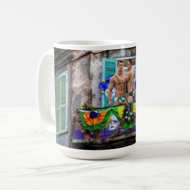 SlipperyJoes Mardi Gras masks pärlor dekorations Kaffemugg (Framsida vänster)