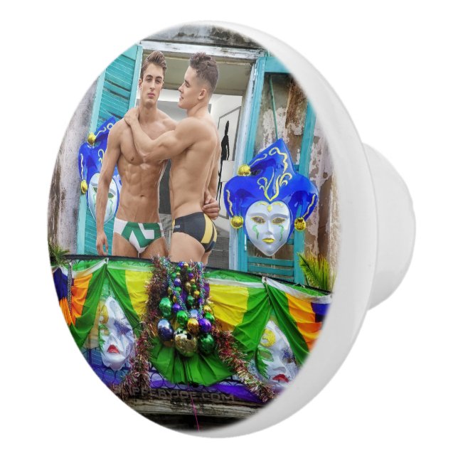 SlipperyJoes Mardi Gras masks pärlor dekorations Knopp (Höger)