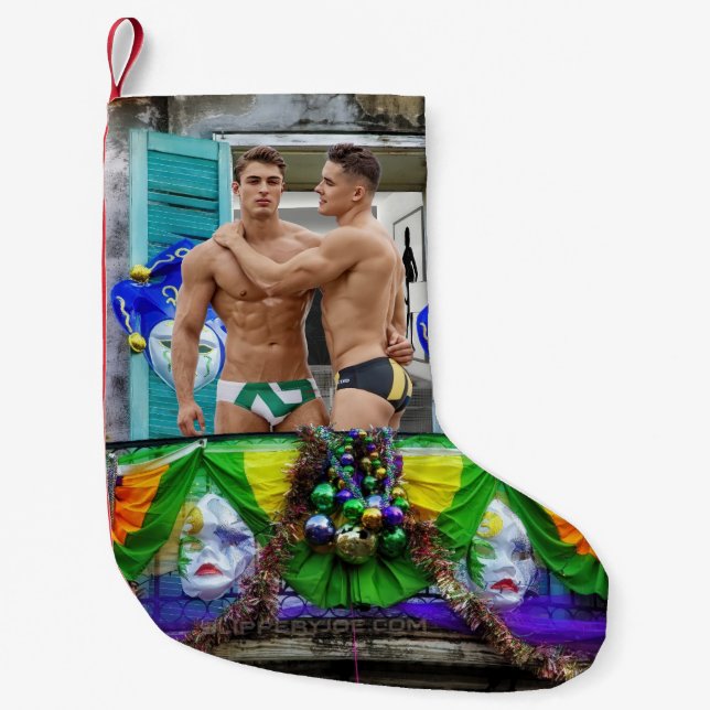 SlipperyJoes Mardi Gras masks pärlor dekorations Liten Julstrumpa (Framsidan)