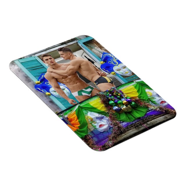 SlipperyJoes Mardi Gras masks pärlor dekorations Magnet (Högersidan)