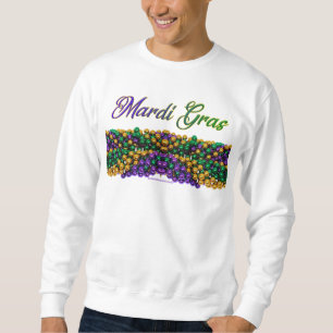 SlipperyJoe's Mardi Gras pärlhalsband lila guld Lång Ärmad Tröja