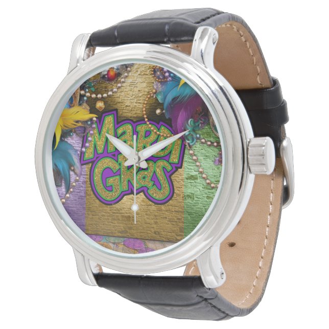 SlipperyJoe's Mardi Gras-Temed Graphics doubloons Armbandsur (Vinklad)