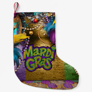 SlipperyJoe's Mardi Gras-Temed Graphics doubloons Liten Julstrumpa