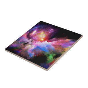 SlipperyJoe's molngrafik abstrakt vibrant surm Kakelplatta