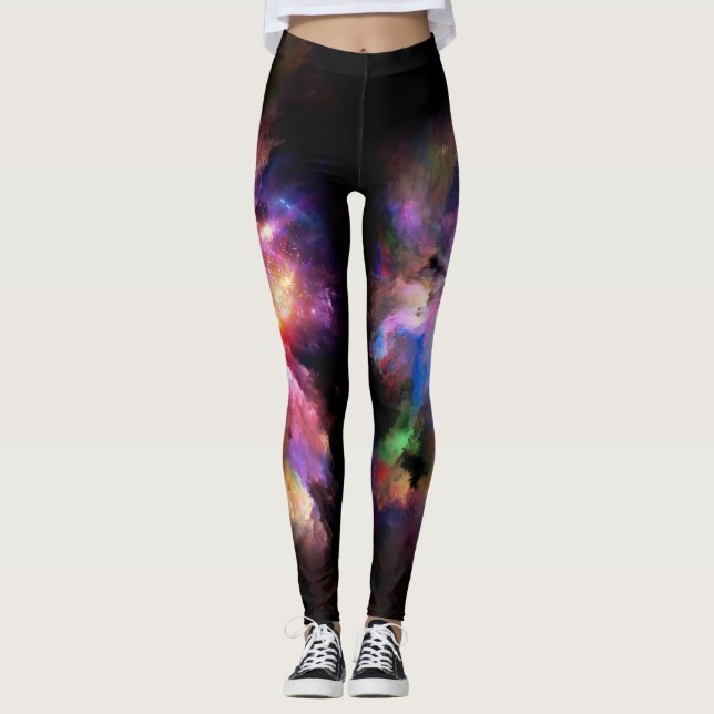 SlipperyJoe's molngrafik abstrakt vibrant surm Leggings (Framsida)