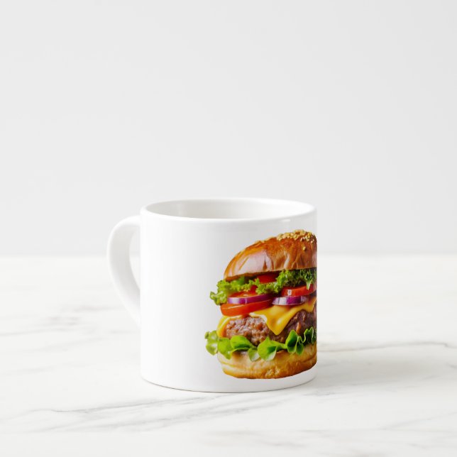 SlipperyJoe's mousserande staplade hamburgare thic Espressomugg (Framsida vänster)