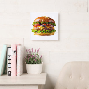 SlipperyJoe's mousserande staplade hamburgare thic Fyrkantig Klocka