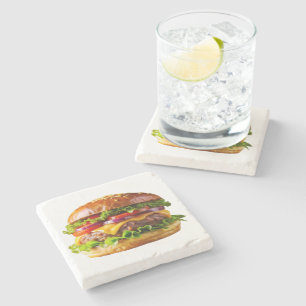 SlipperyJoe's mousserande staplade hamburgare thic Stenunderlägg