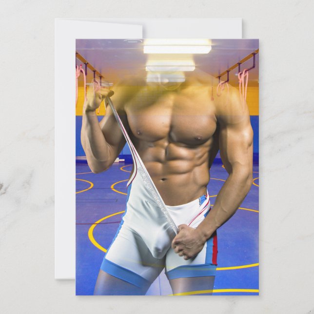 SlipperyJoe's muskulära mansmassa 6-pack gym trai Julkort (Framsida)