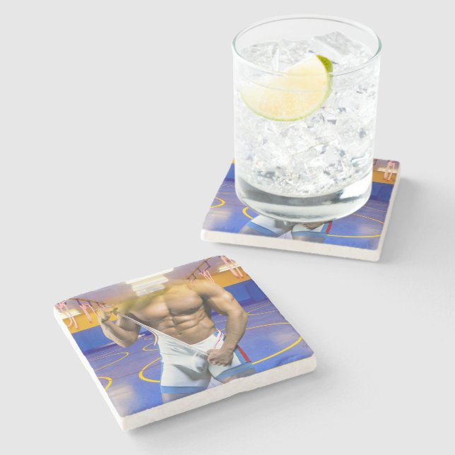 SlipperyJoe's muskulära mansmassa 6-pack gym trai Stenunderlägg (Sidan)