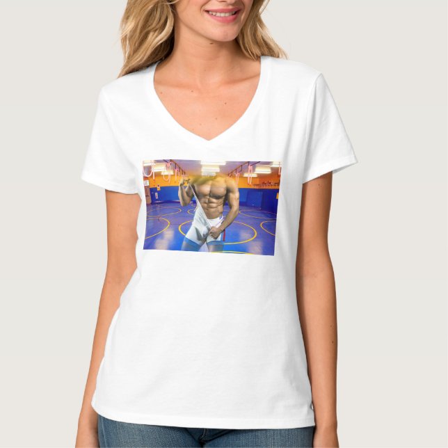 SlipperyJoe's muskulära mansmassa 6-pack gym trai T Shirt (Framsida)