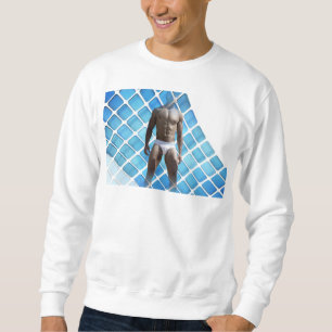 SlipperyJoes muskulösa man sexpack abs vit underkl Lång Ärmad Tröja
