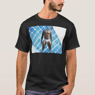 SlipperyJoes muskulösa man sexpack abs vit underkl T Shirt