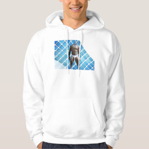 SlipperyJoes muskulösa man sexpack vita underkläde Hoodie
