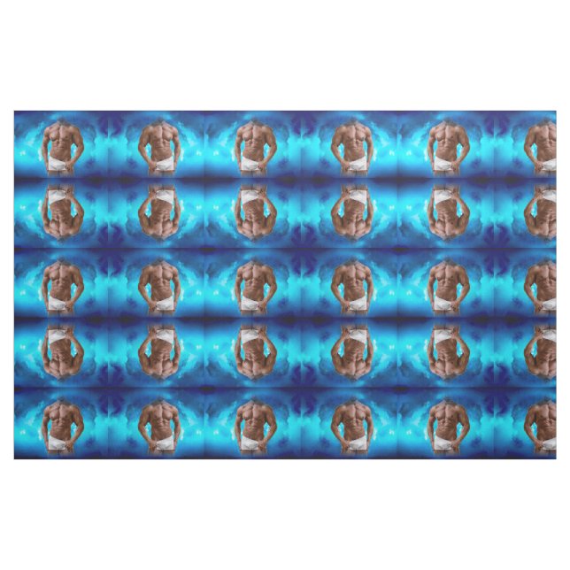 SlipperyJoes muskulösa skäggprydd man utan skjorta Tyg (Fat Quarter)