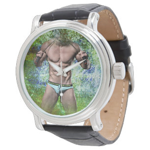 SlipperyJoe's mycket muskulösa vuxna man utan skjo Armbandsur