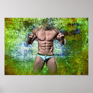 SlipperyJoe's mycket muskulösa vuxna man utan skjo Poster