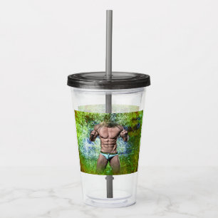 SlipperyJoe's mycket muskulösa vuxna man utan skjo Take Away Mugg