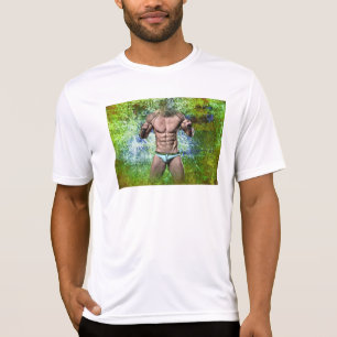 SlipperyJoes mycket muskulösa vuxna man utan skjor T Shirt