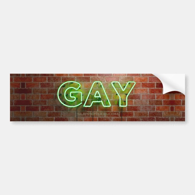 SlipperyJoe's neon Gay Sign grönt bricks wall ord Bildekal (Framsidan)