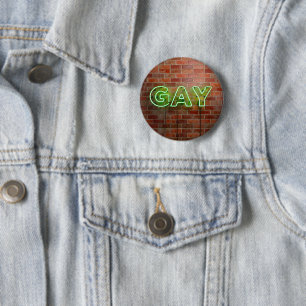 SlipperyJoe's neon Gay Sign grönt bricks wall ord Knapp
