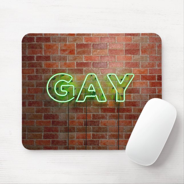 SlipperyJoe's neon Gay Sign grönt bricks wall ord Musmatta (Med mus)