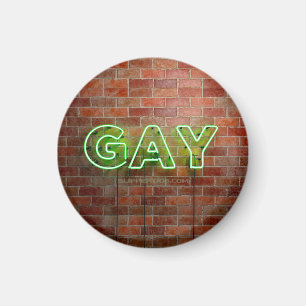 SlipperyJoe's neon Gay Skylt gröna tegelvägg ord Magnet