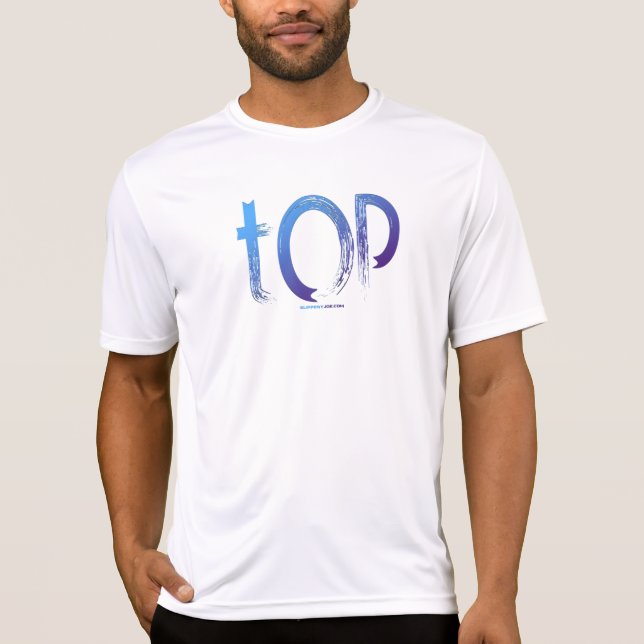 SlipperyJoe's översta blå penseldrag i ord som säg T Shirt (Framsida)