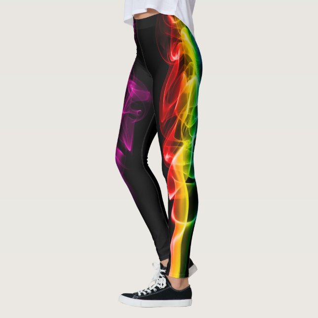 SlipperyJoes plym av regnbågsenergiånga fångad Leggings (Vänster)