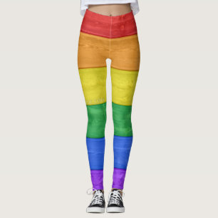 SlipperyJoes pride flagga vågrät regnbåge Leggings