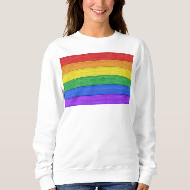 SlipperyJoes pride flagga vågrät regnbåge T Shirt (Framsida)